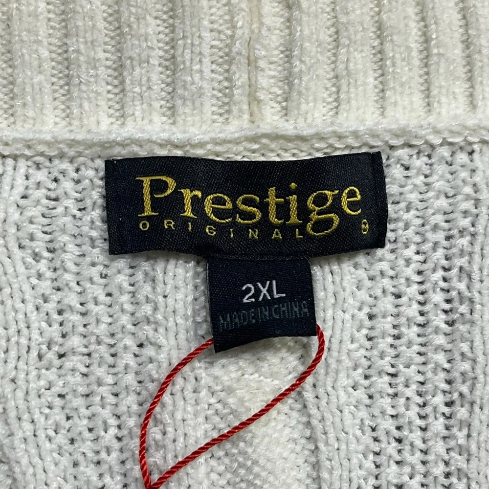 NWT Vintage Prestige Cardigan Sweater Mens XXL White Grandpa 80s‎ 90s